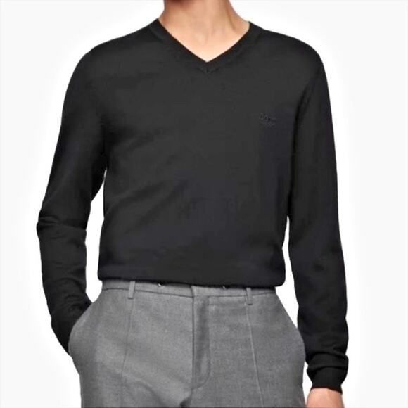 Hugo Boss Extra Fine Merino V-neck Sweater Slim Fit Charcoal XXL Classic Capsule - Picture 1 of 8